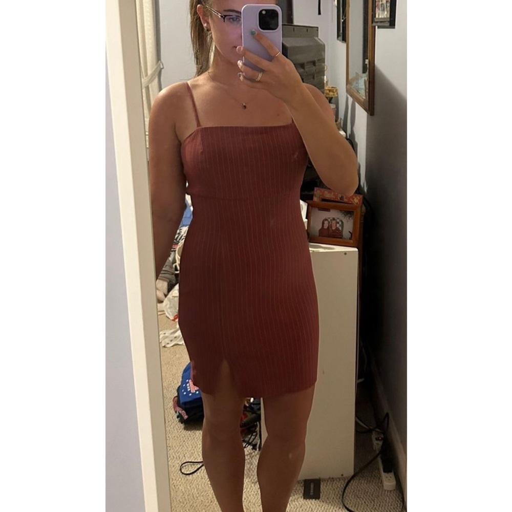 Forever 21 Bodycon Dress Maroon Striped in size medium